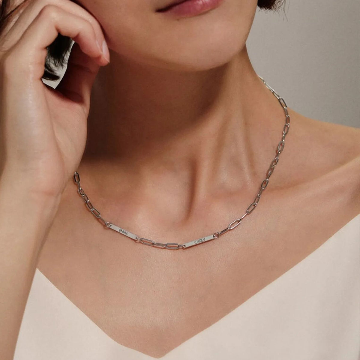 Minimalist Paperclip Personalized Name Necklace
