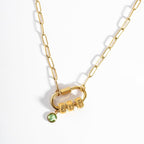Carabiner Personalized Name Birthstone Necklace