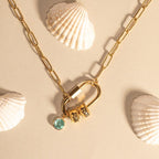Carabiner Personalized Name Birthstone Necklace