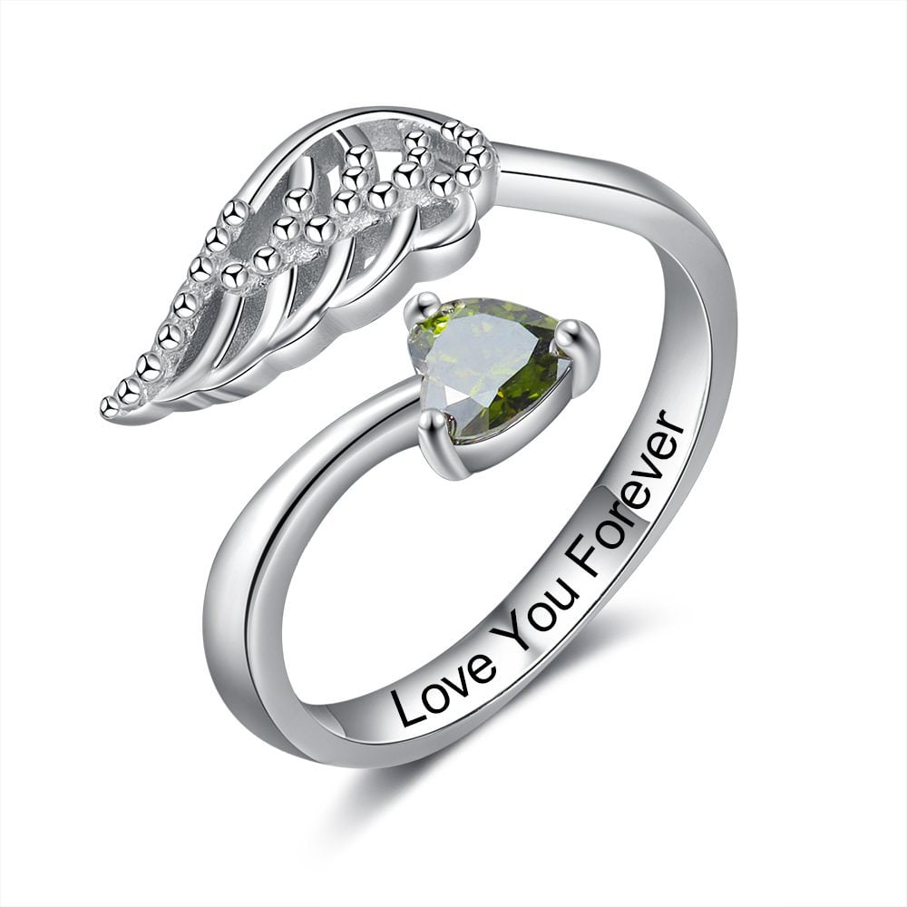 For Memorial - Customized Angel Wing by My Side Ring