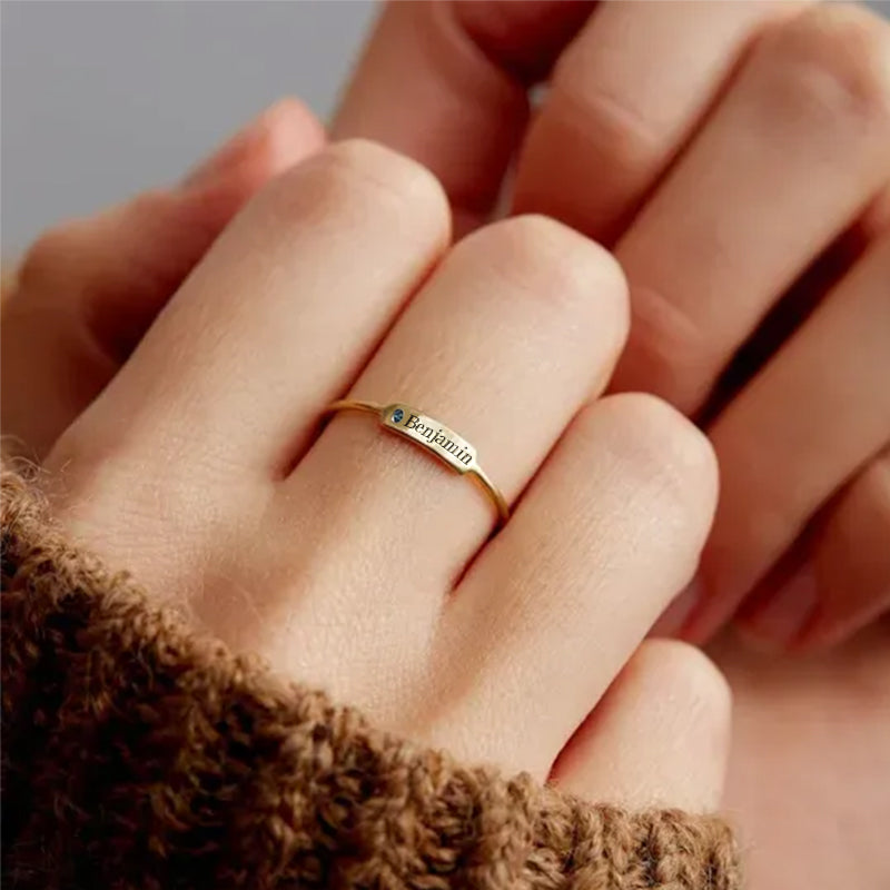 For Memorial - Custom Name & Birthstone Ring
