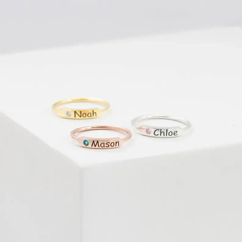 For Memorial - Custom Name & Birthstone Ring