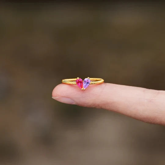 For Love - Partners In Love Heart Custom Birthstone Ring