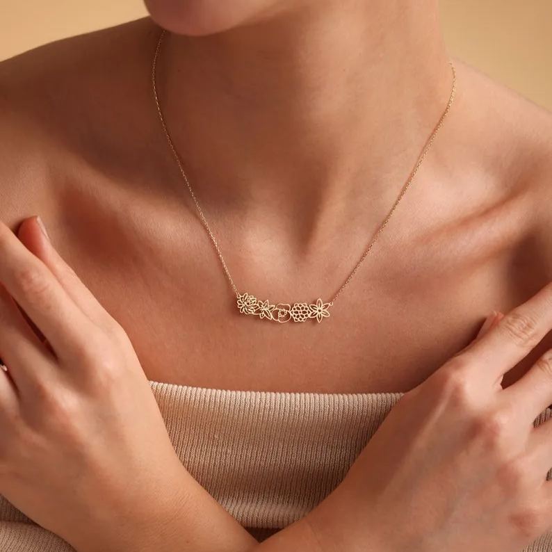 For Love - Personalized Birth Flower Necklace