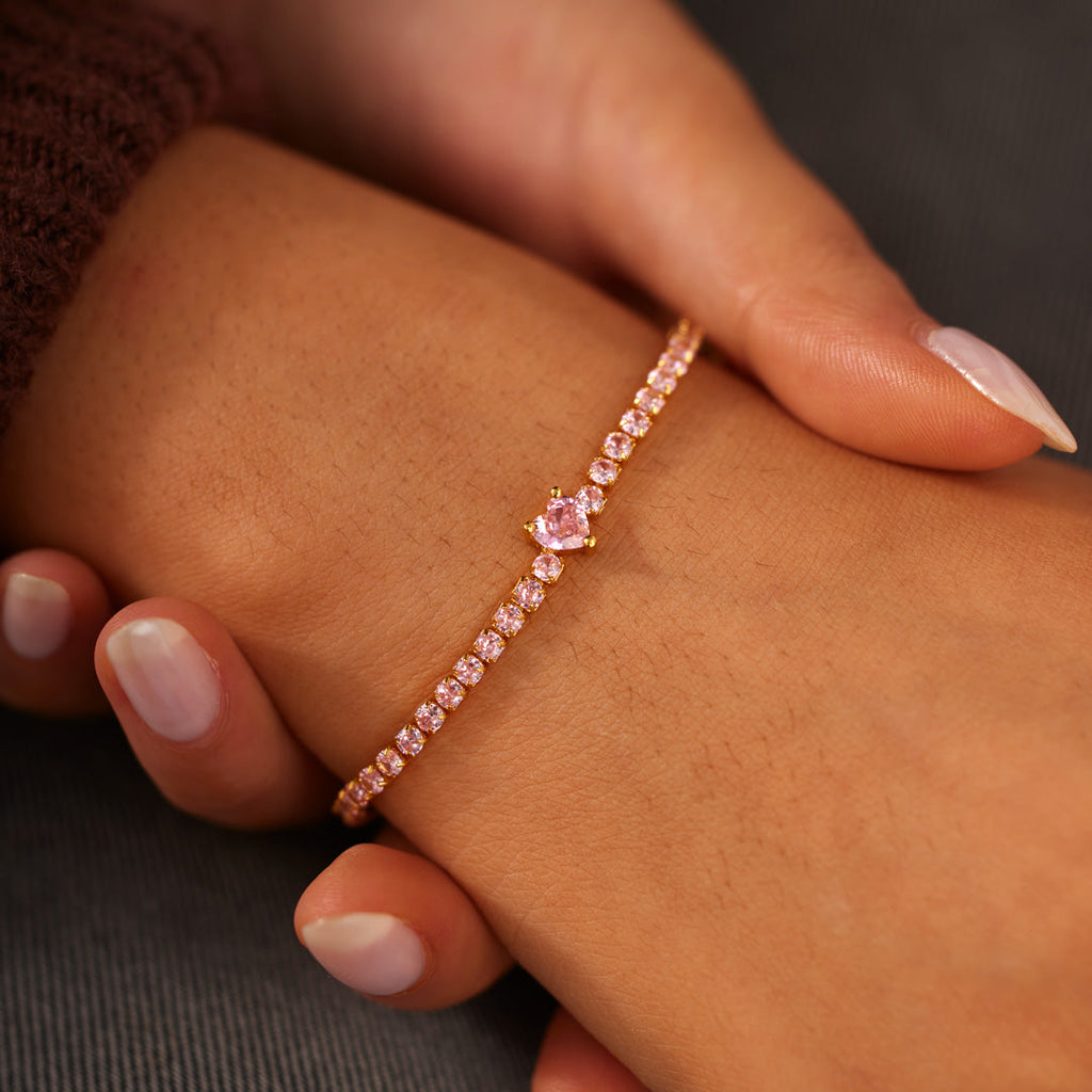 I Am Enough Pavé Heart Bracelet