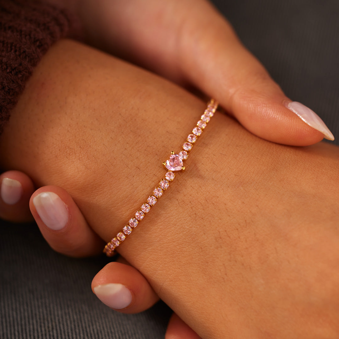 I Am Enough Pavé Heart Bracelet