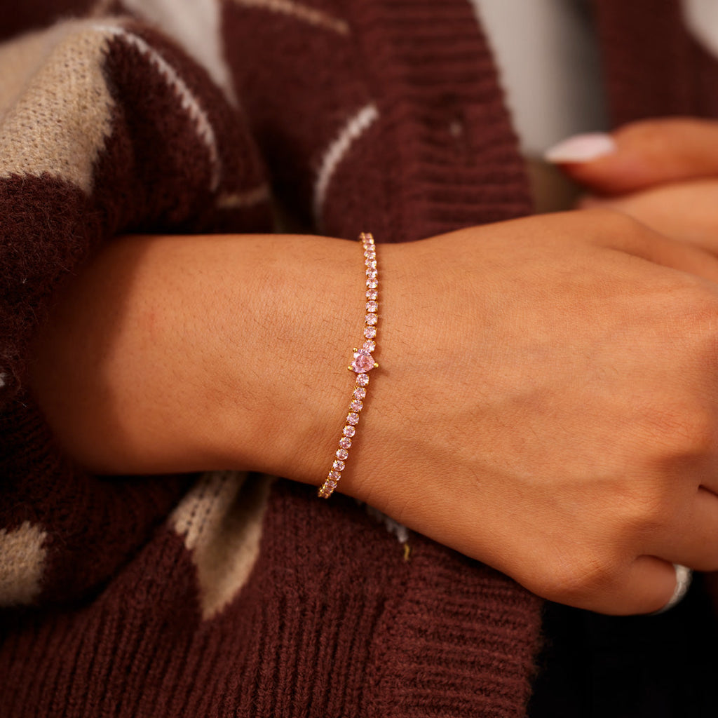 I Am Enough Pavé Heart Bracelet