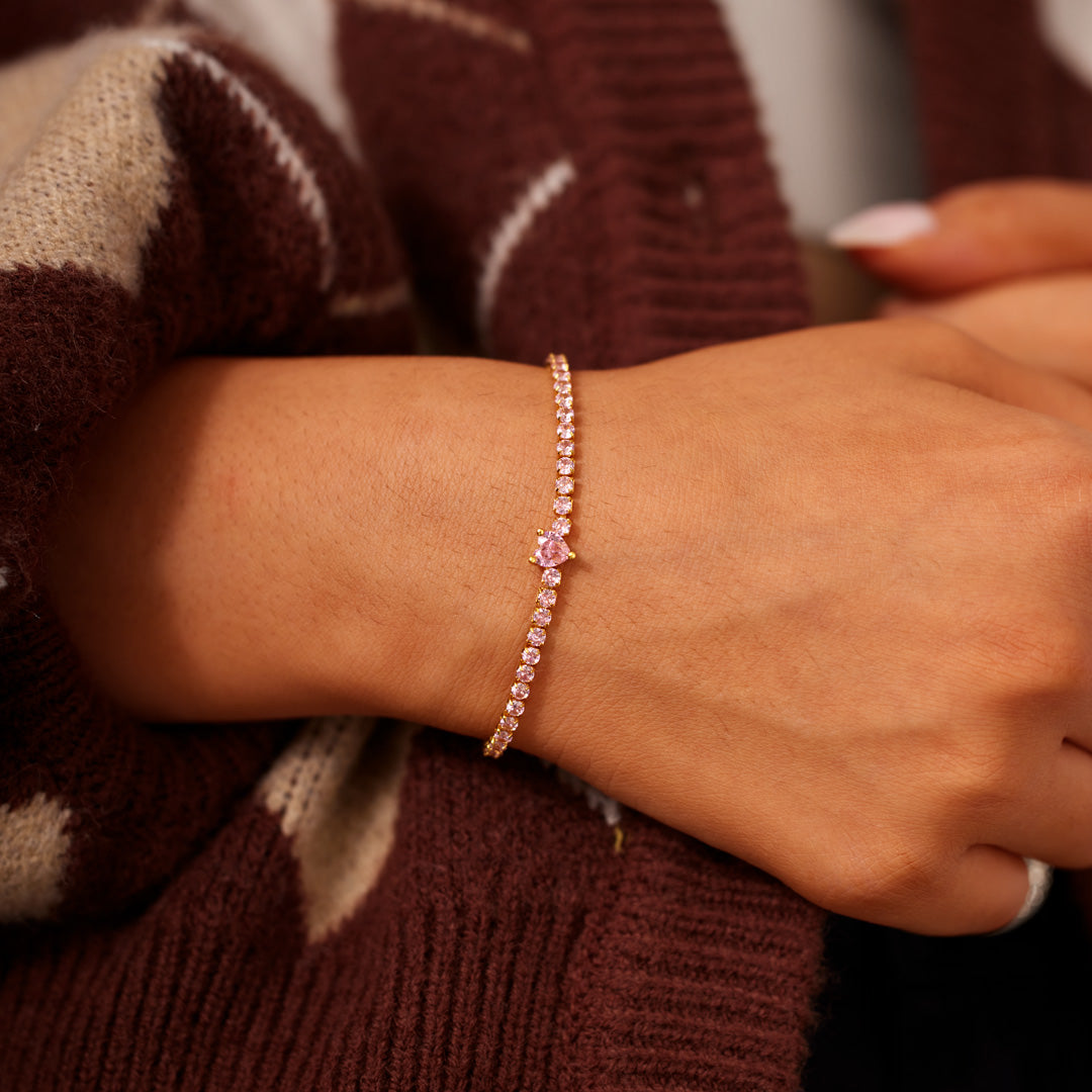 I Am Enough Pavé Heart Bracelet