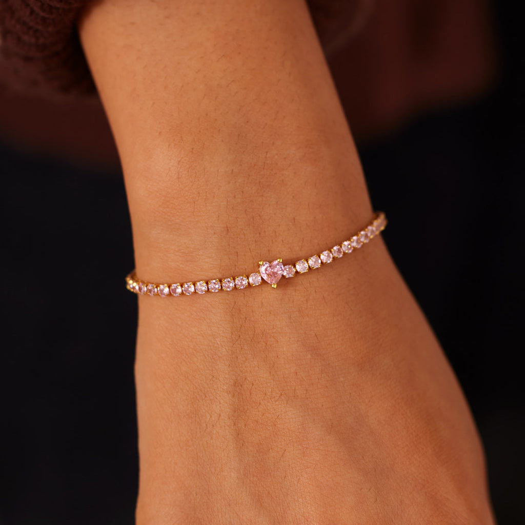 I Am Enough Pavé Heart Bracelet