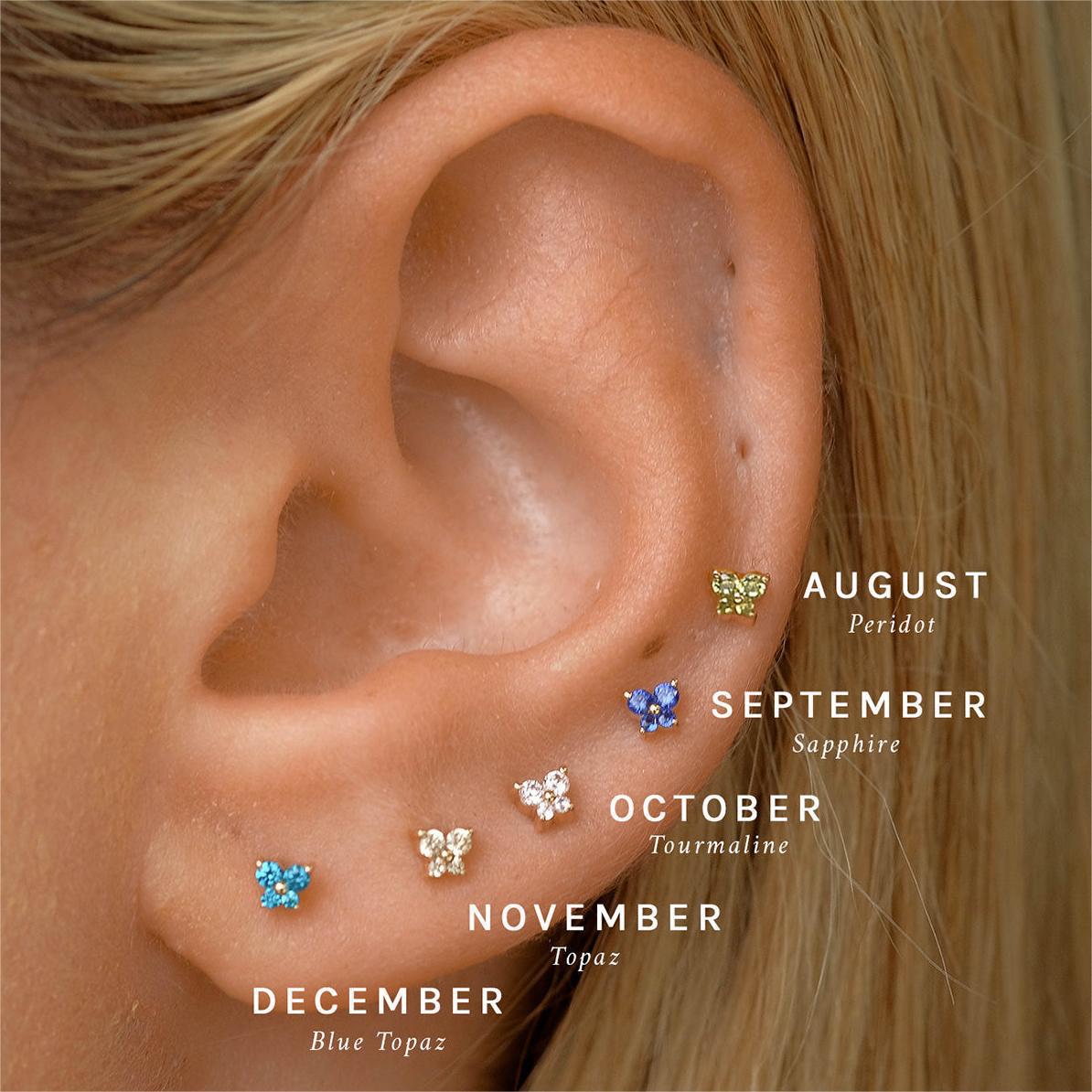 Butterfly Birthstone Stud Earrings