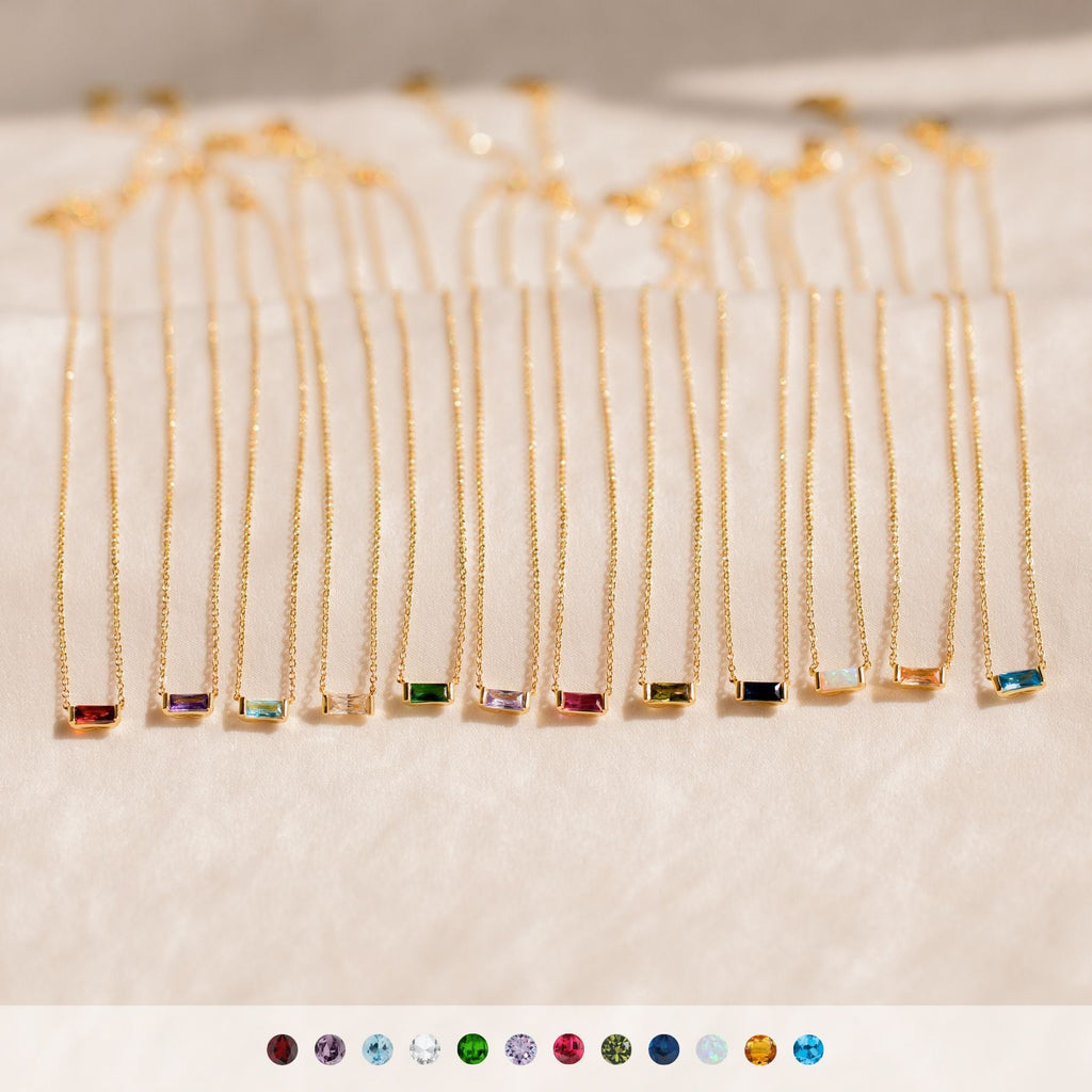Custom Minimalist Birthstone Bar Necklace