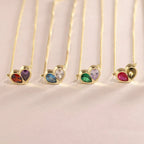 For Unbiological Daughter - Forever Linked Together Custom Heart Birthstones Bracelet