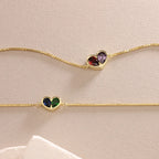 For Unbiological Daughter - Forever Linked Together Custom Heart Birthstones Bracelet