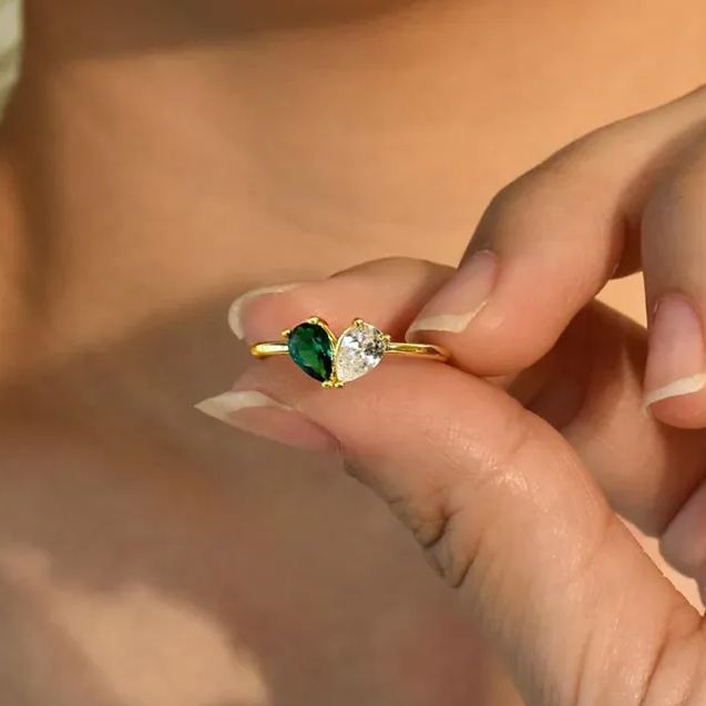 Mother And Daughter Forever Link Custom Heart Birthstone Ring
