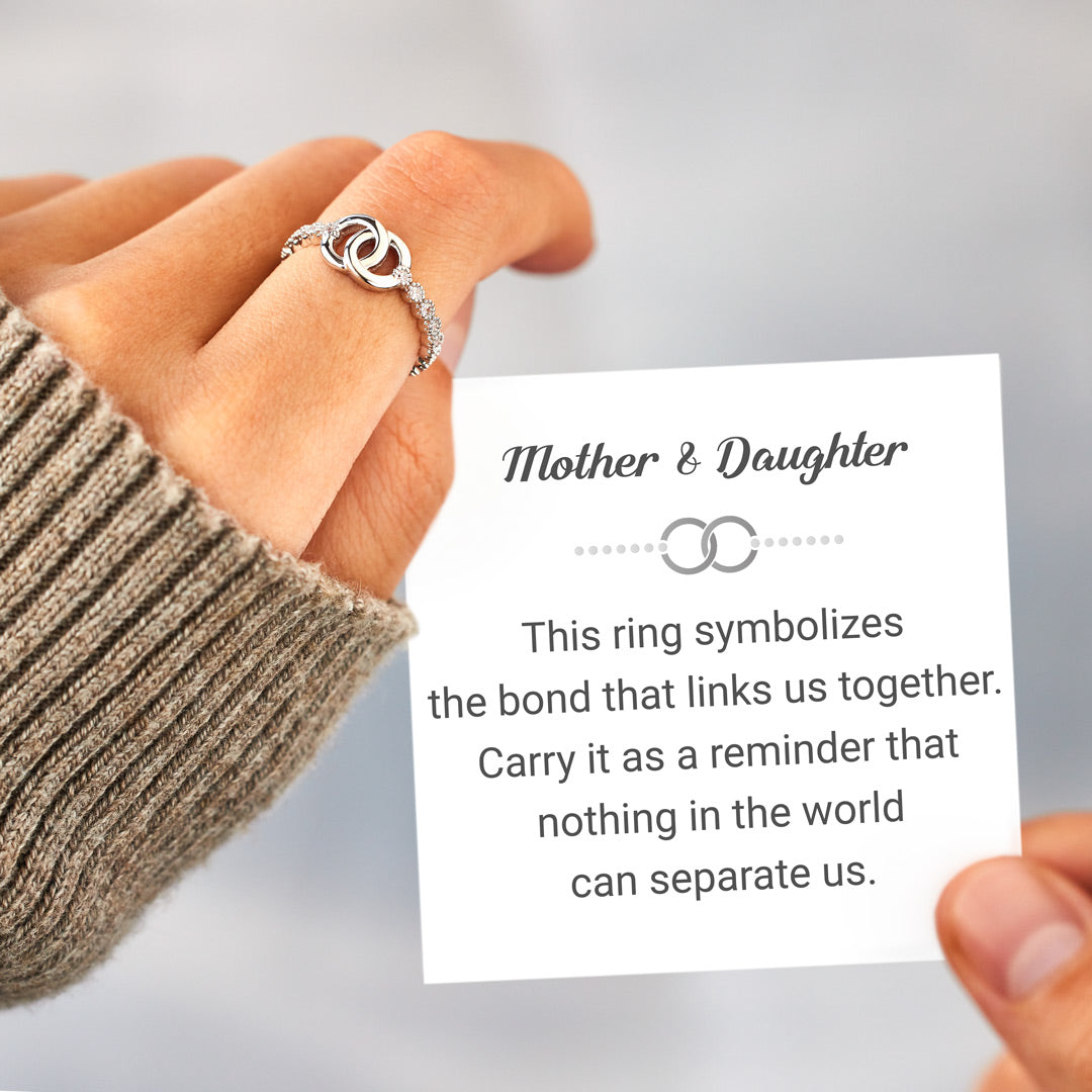 Mother Daughter Bond Matching Pavé Interlocking Ring