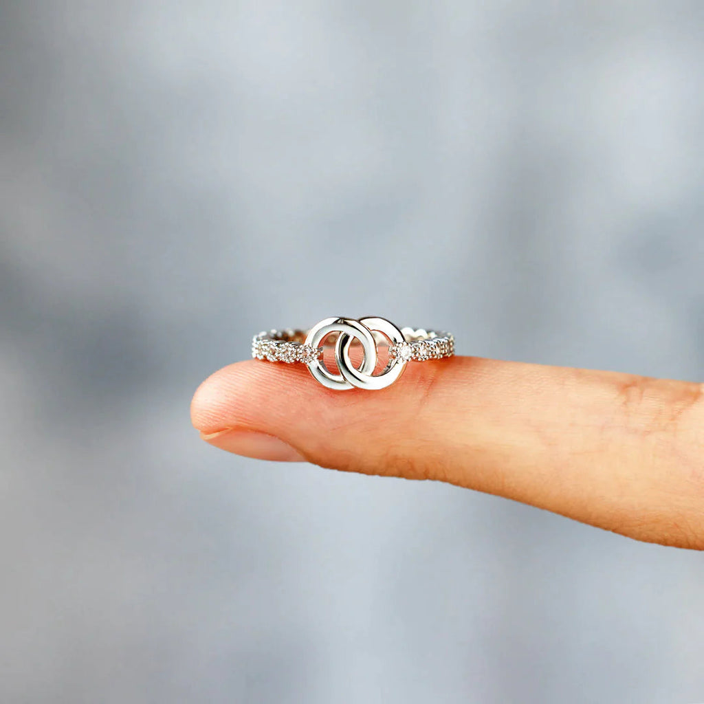 Mother Daughter Bond Matching Pavé Interlocking Ring