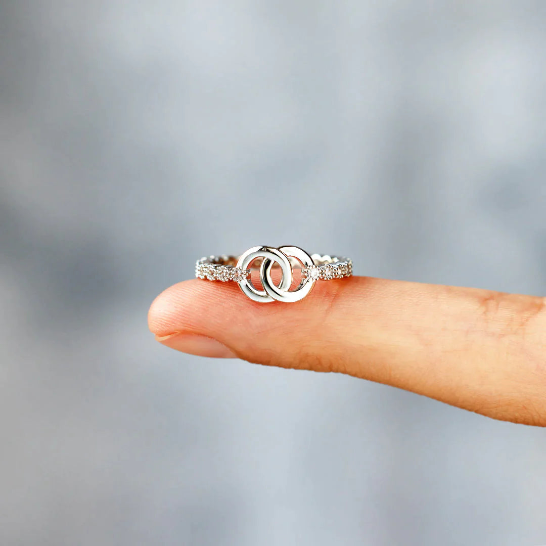 Mother Daughter Bond Matching Pavé Interlocking Ring