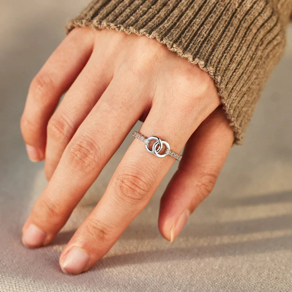 Mother Daughter Bond Matching Pavé Interlocking Ring