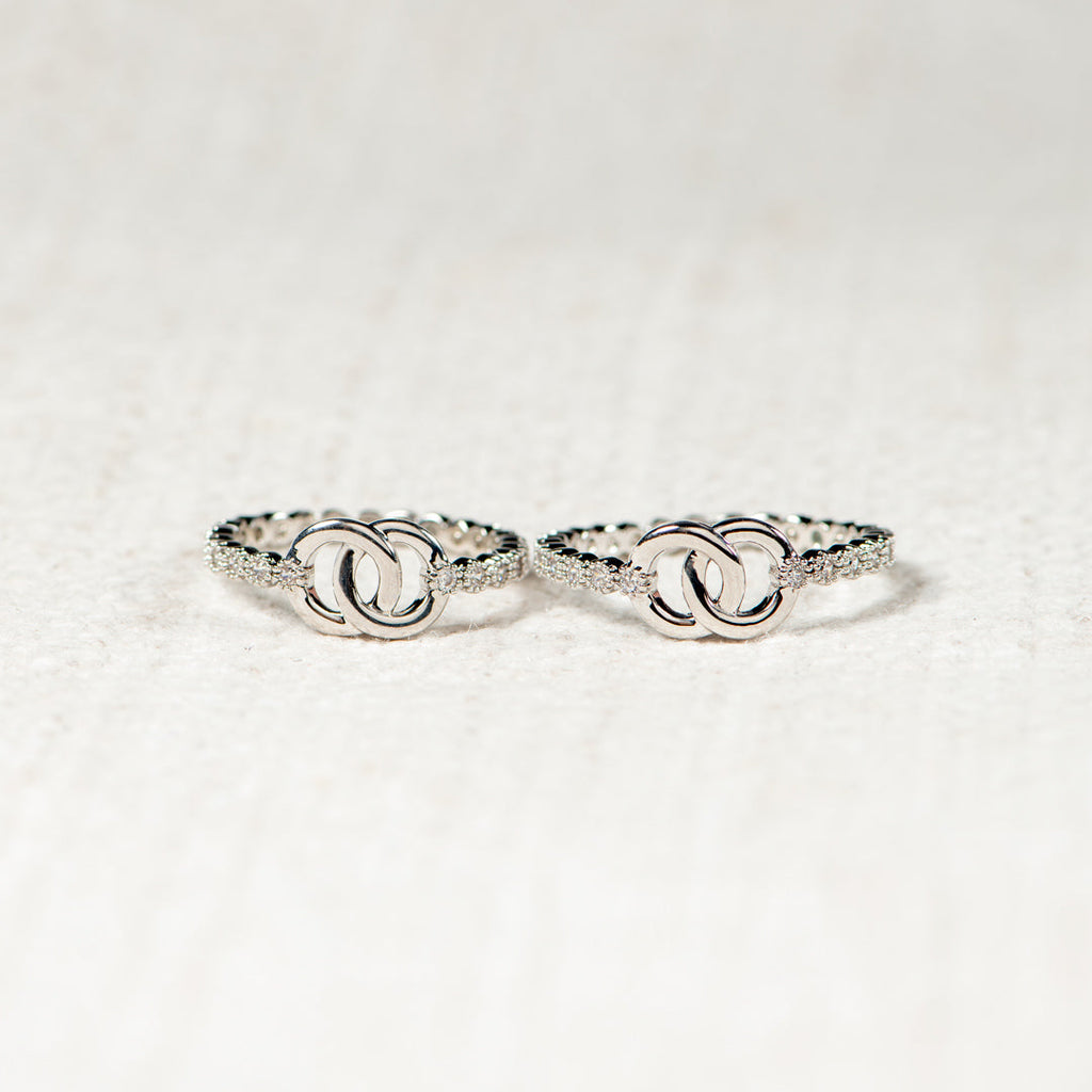 Mother Daughter Bond Matching Pavé Interlocking Ring