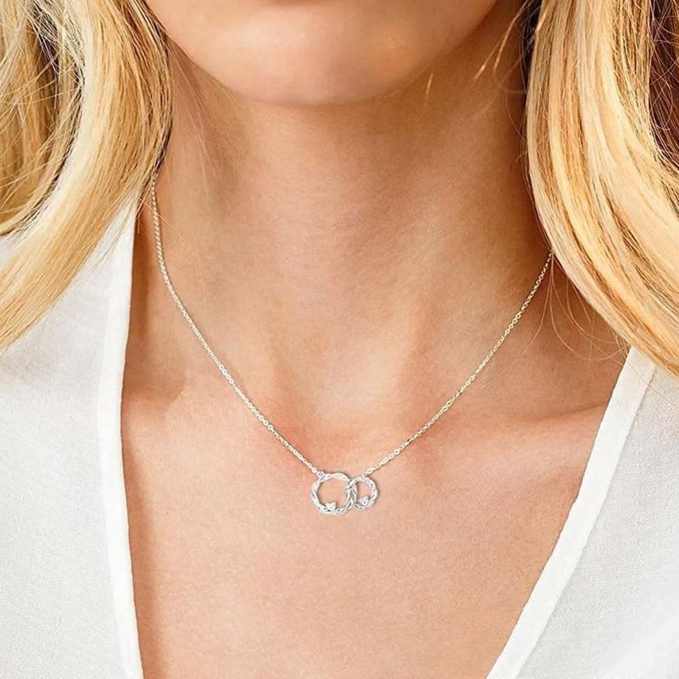For Unbiological Daughter - We Are Forever Linked Together Double Circle Necklace