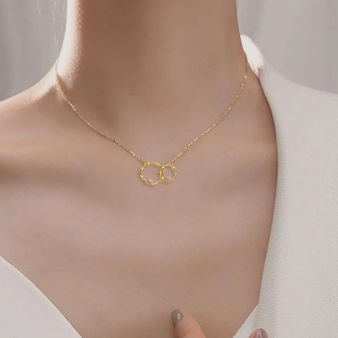 For Bonus Daughter - We Are Forever Linked Together Double Circle Necklace