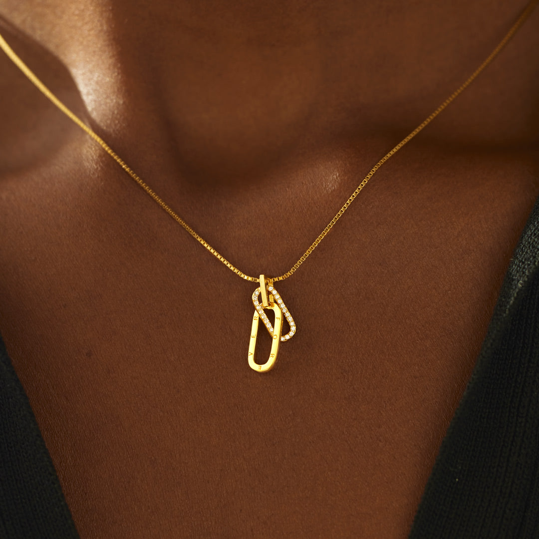 You're Never Alone Emotional Support Rectangle Interlocking Necklace