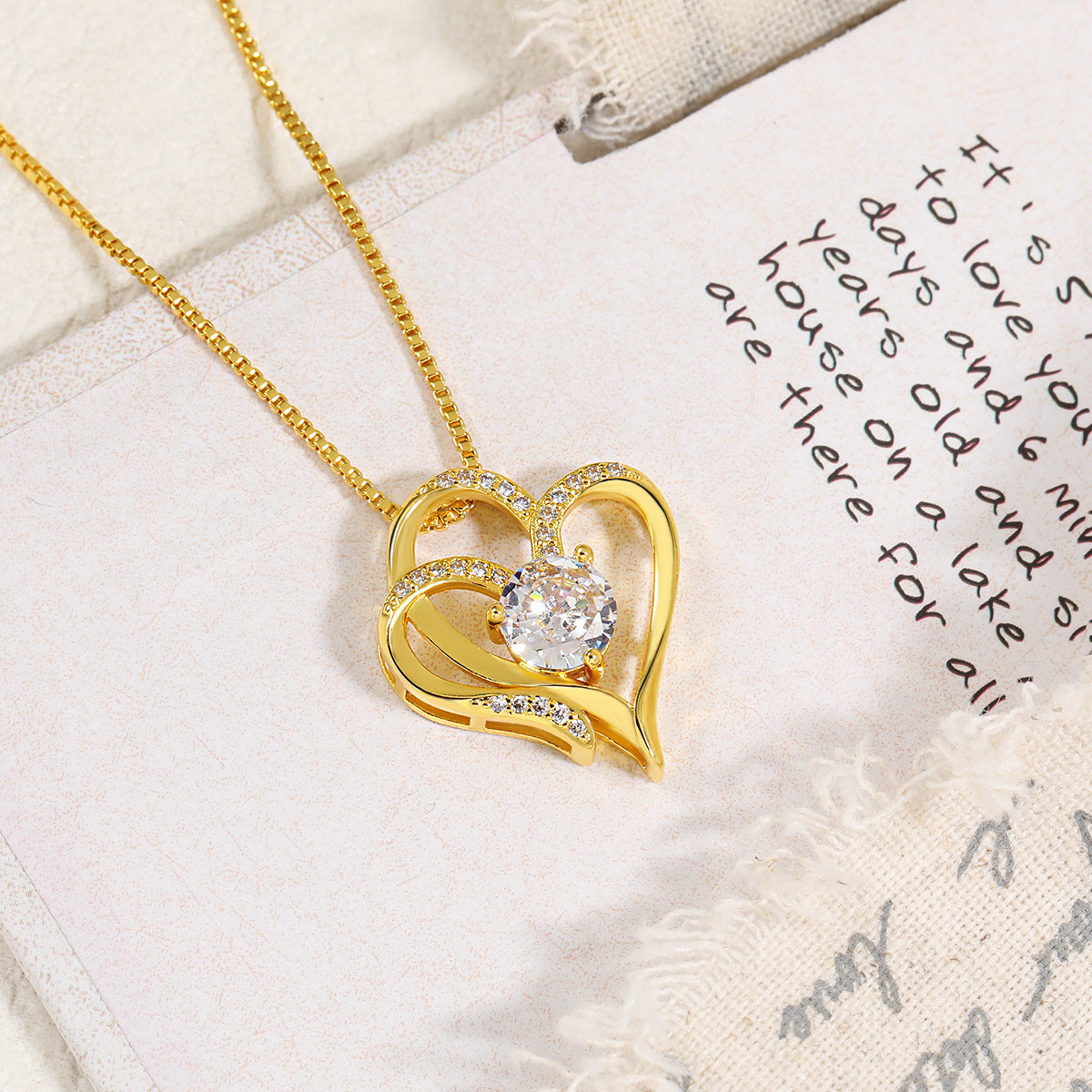 For Daughter -I Love You Forever Heart Diamond Necklace