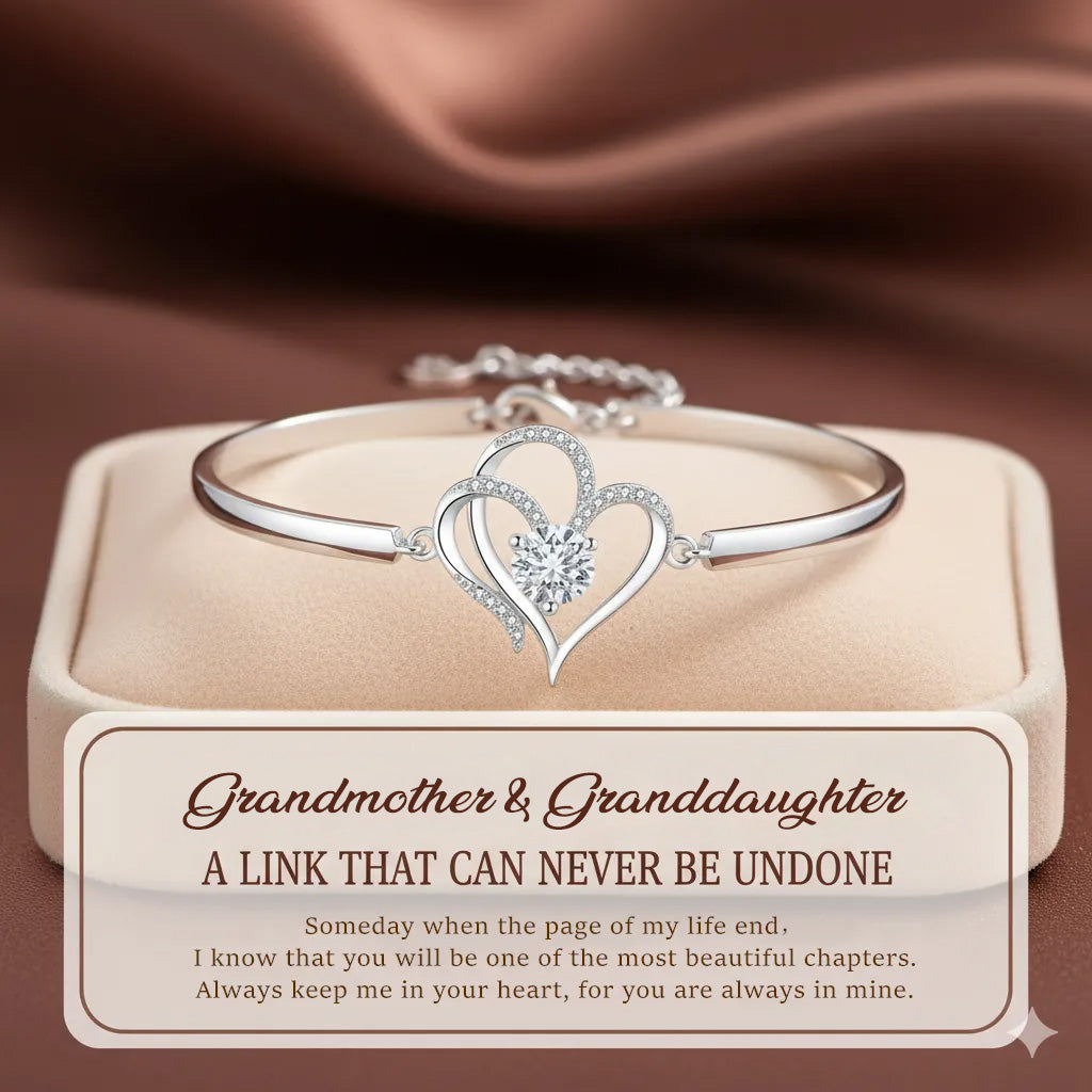 To My Granddaughter- We Are Connected By Heart Diamond Bracelet