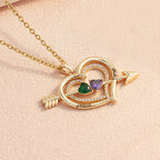 For Love - Custom Name & Birthstones Cupid Arrow Heart Necklace