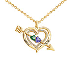 For Love - Custom Name & Birthstones Cupid Arrow Heart Necklace