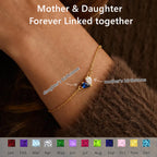 Mother And Daughter Forever Linked Together Custom Heart Birthstones Bracelet