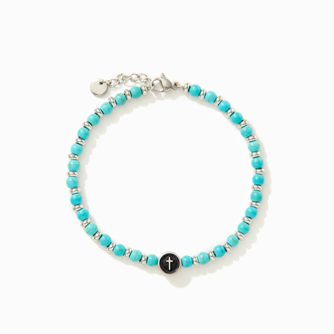 Dear Daughter Turquoise Bead Cross Bracelet