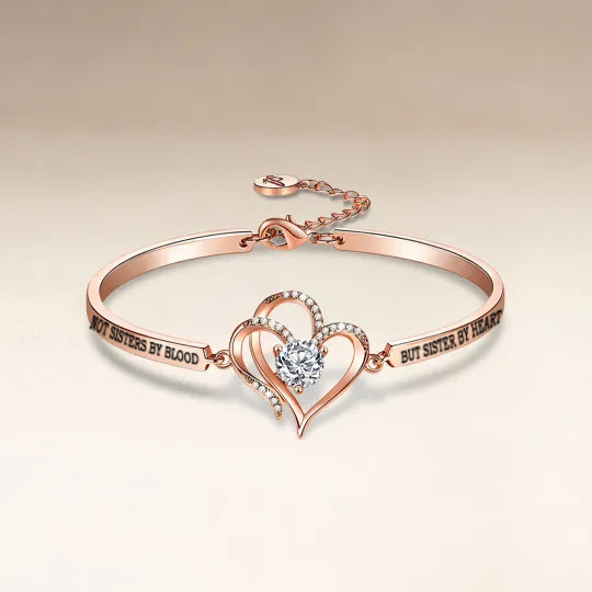 For My Friend-Not Sisters By Blood But Sisters By Heart Double Heart Bracelet