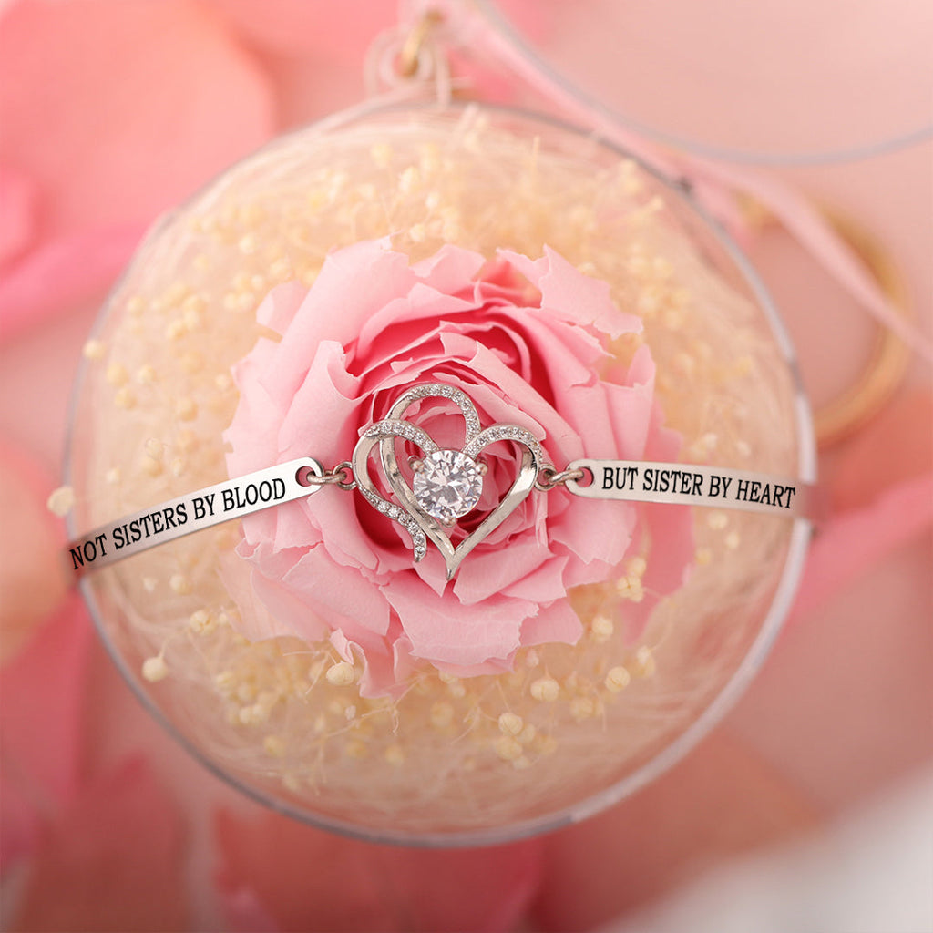 For My Friend-Not Sisters By Blood But Sisters By Heart Double Heart Bracelet