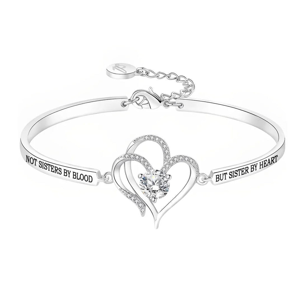 For My Friend-Not Sisters By Blood But Sisters By Heart Double Heart Bracelet