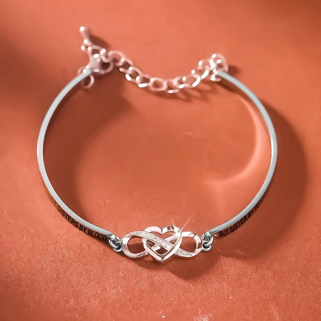 For Friend - Not Sisters By Blood But Sisters By Heart Double Heart Bracelet