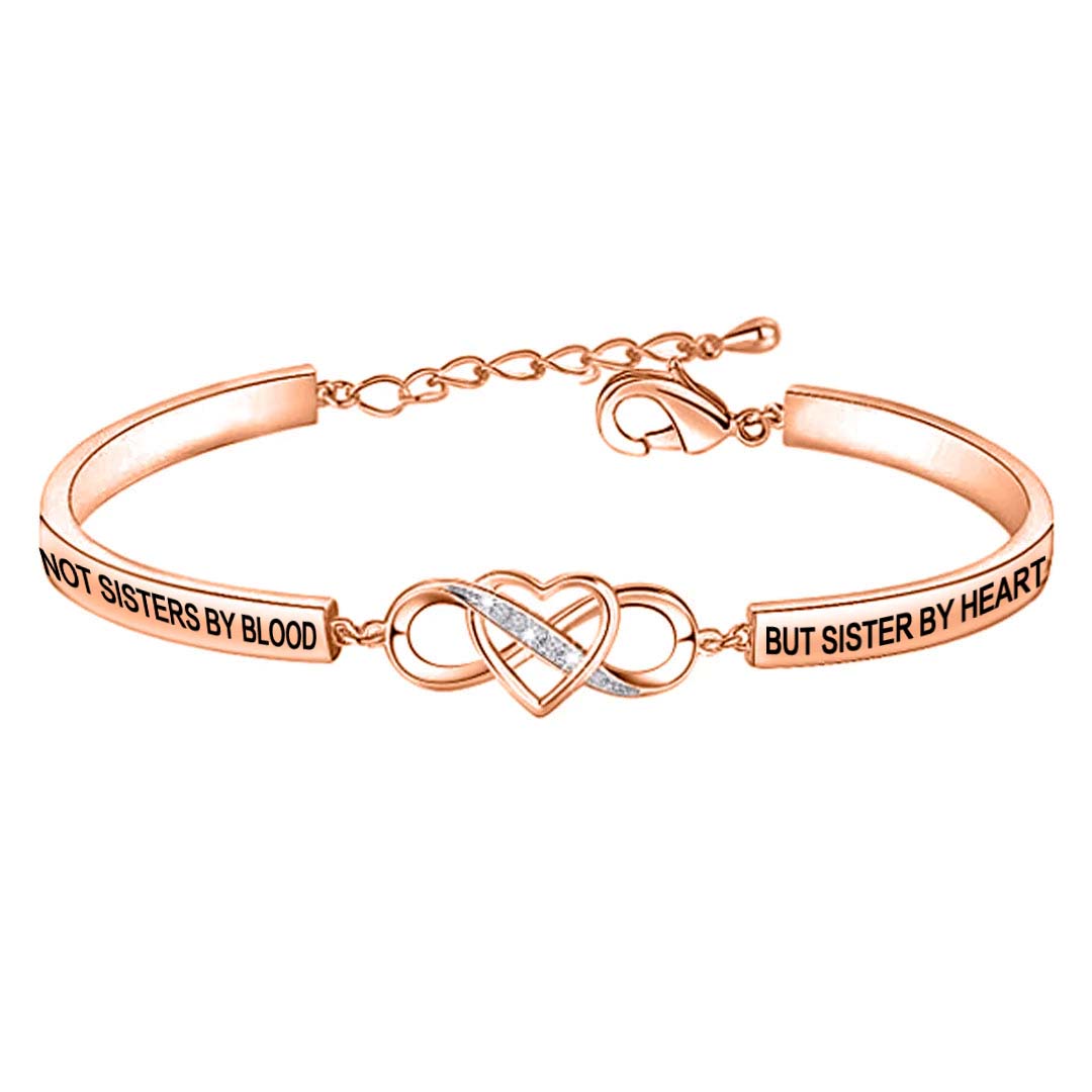 For Friend - Not Sisters By Blood But Sisters By Heart Double Heart Bracelet