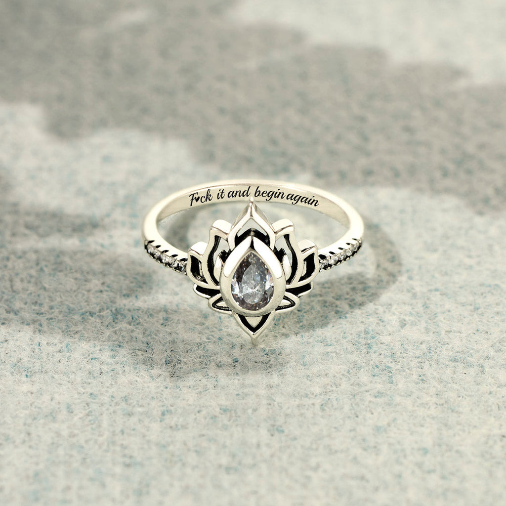 F︎ck It And Begin Again Lotus Ring