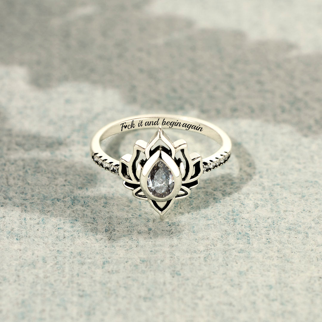 F︎ck It And Begin Again Lotus Ring