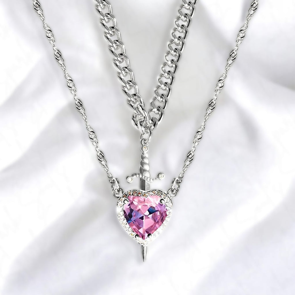 Heart and Sword Pendant Necklace - Couple Necklaces