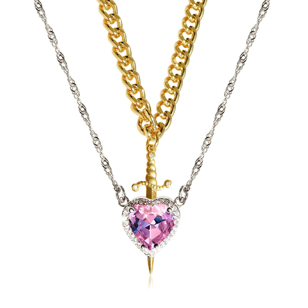 Heart and Sword Pendant Necklace - Couple Necklaces