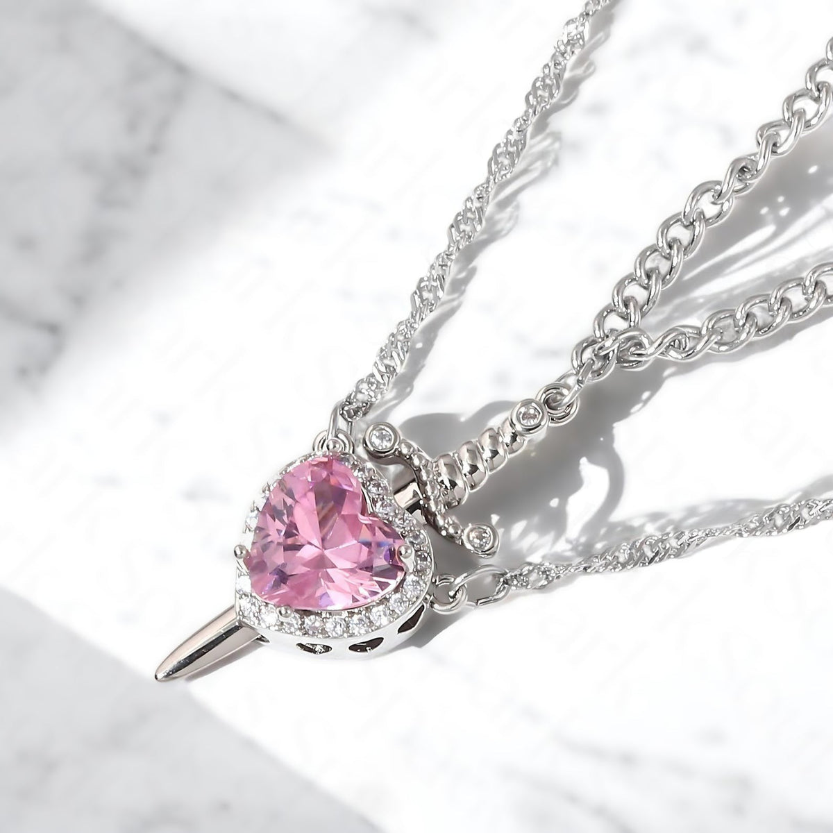 Heart and Sword Pendant Necklace - Couple Necklaces