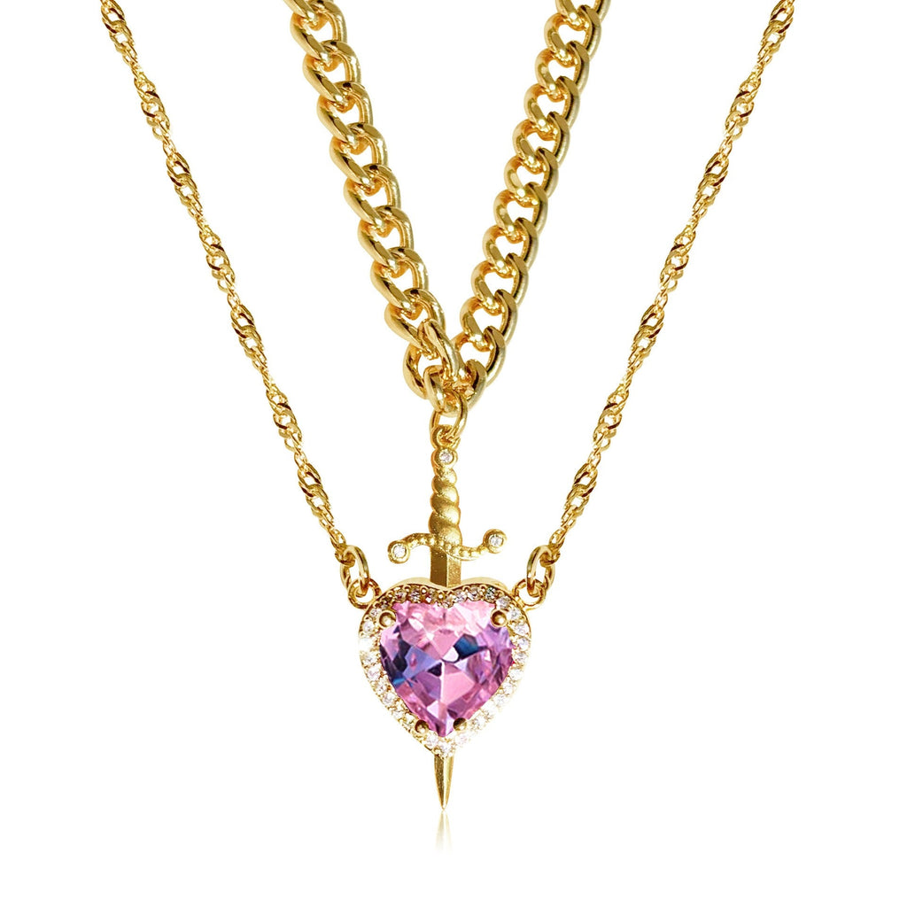 Heart and Sword Pendant Necklace - Couple Necklaces