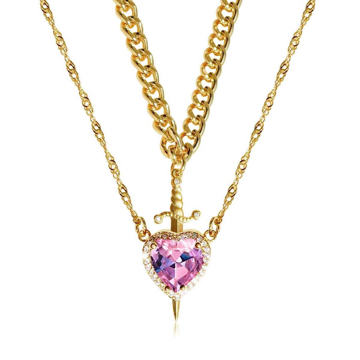 Heart and Sword Pendant Necklace - Couple Necklaces