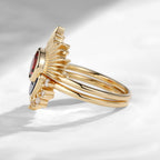 Retro Sun & Moon Engagement Ring Set 2pcs