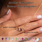 Mother And Daughter Forever Linked Together Custom Birthstones Necklace