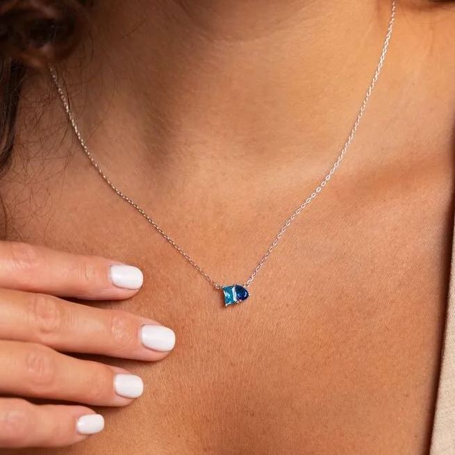 Mother And Daughter Forever Linked Together Custom Birthstones Necklace