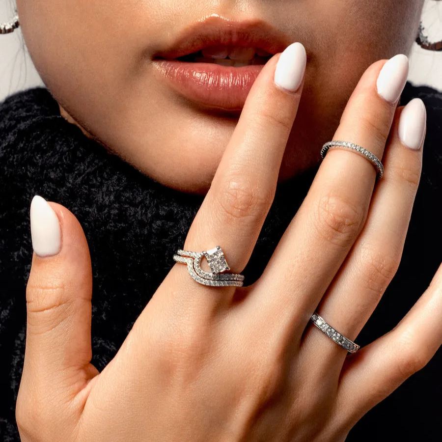 925 Sterling Silver Pavé Vagues Ring