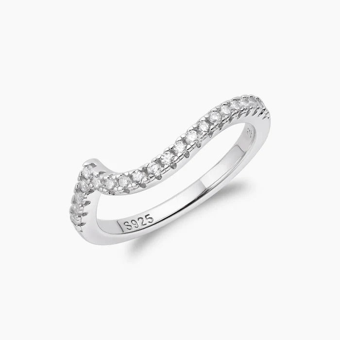 925 Sterling Silver Pavé Vagues Ring