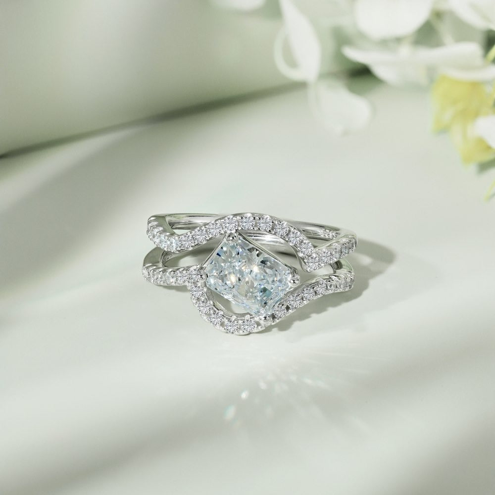 925 Sterling Silver Pavé Vagues Ring